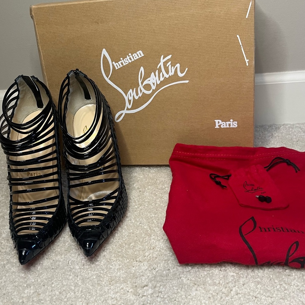 Christian Louboutin Black Python Crystal Heels